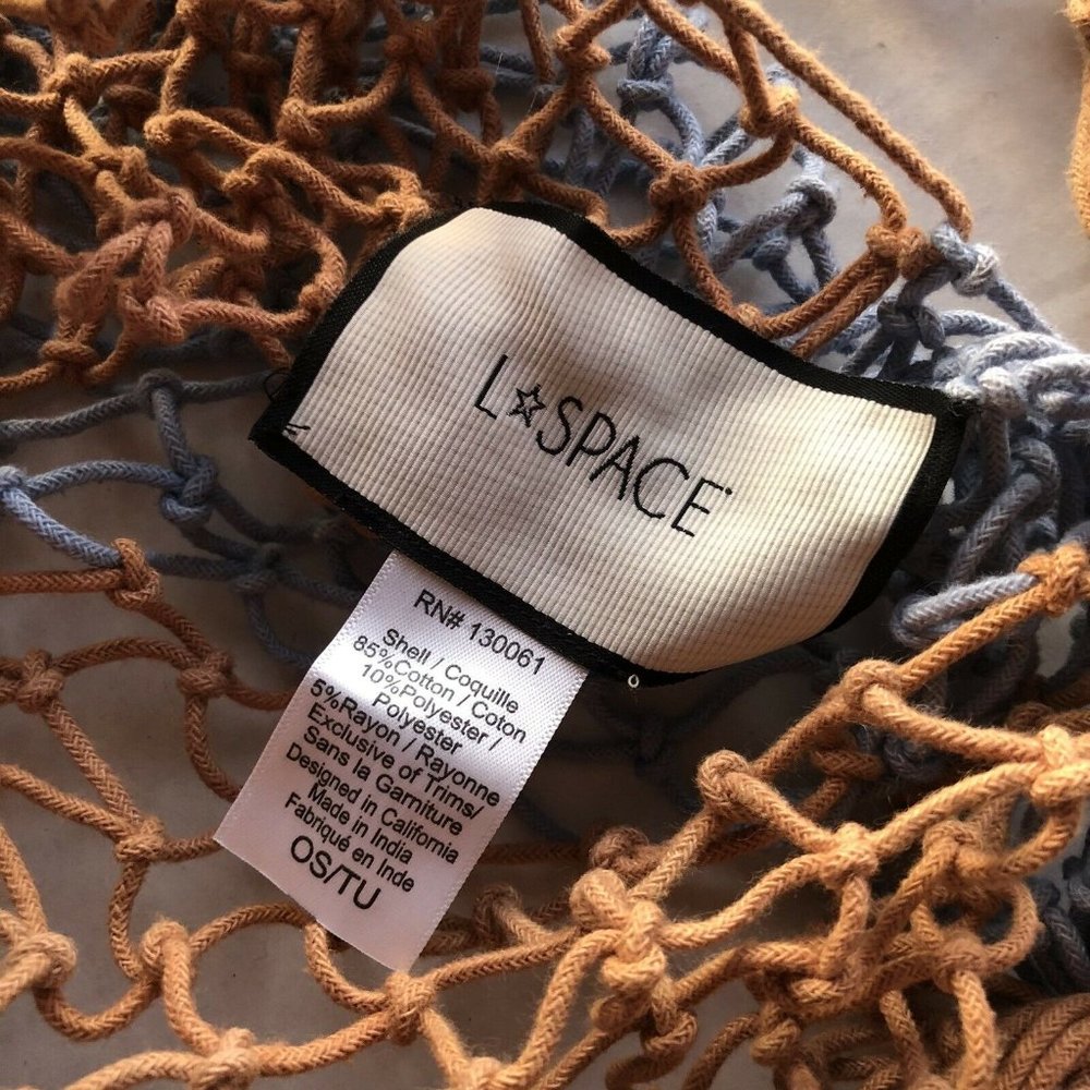 L*SPACE Urbano Bag Chestnut & Peri Blue Market Blogger Net Woven OS $170 - Picture 5 of 8